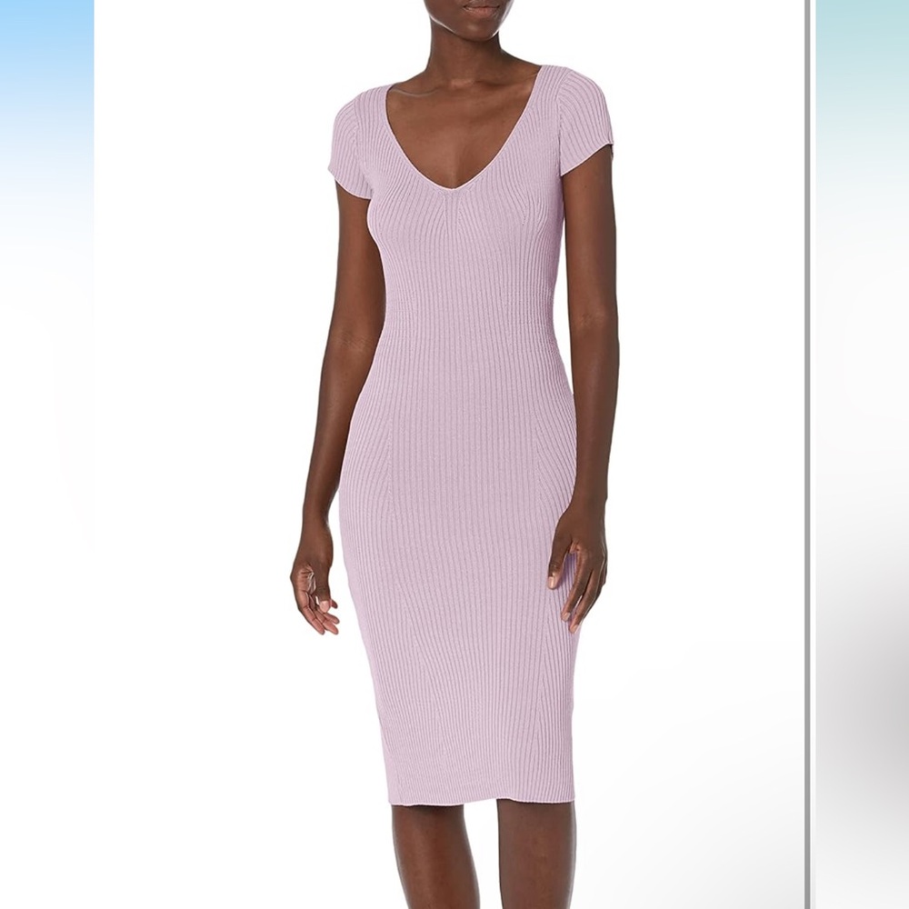 NWT GUESS Women's Essential Short Sleeve Lynx Midi Sweater Dress